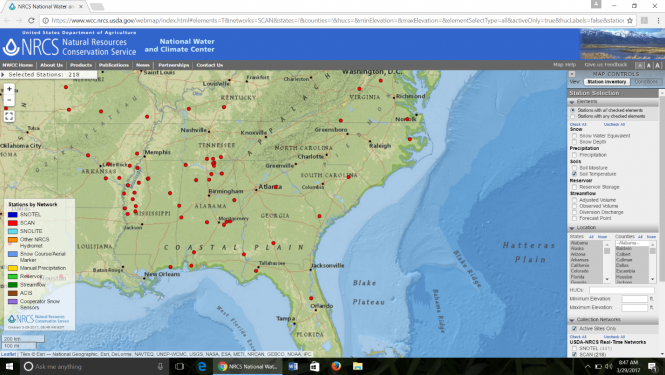 Map from the NRCS showing soil temperature.